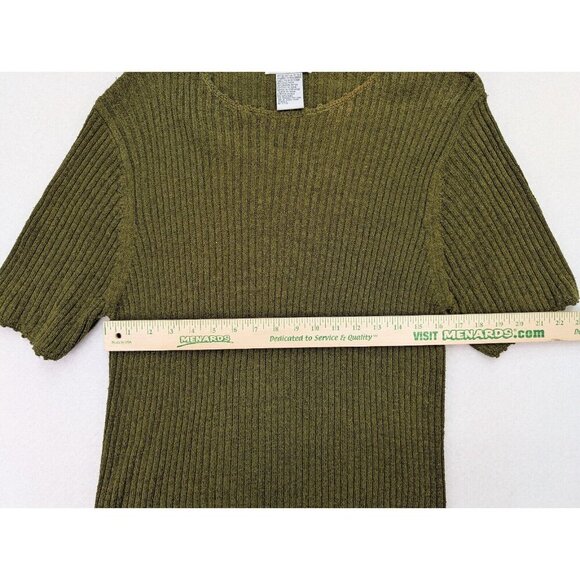 Vintage 90s Women's Sweater Size XL Green Short Sleeve Ribbed Croft & Barrow - Picture 8 of 14